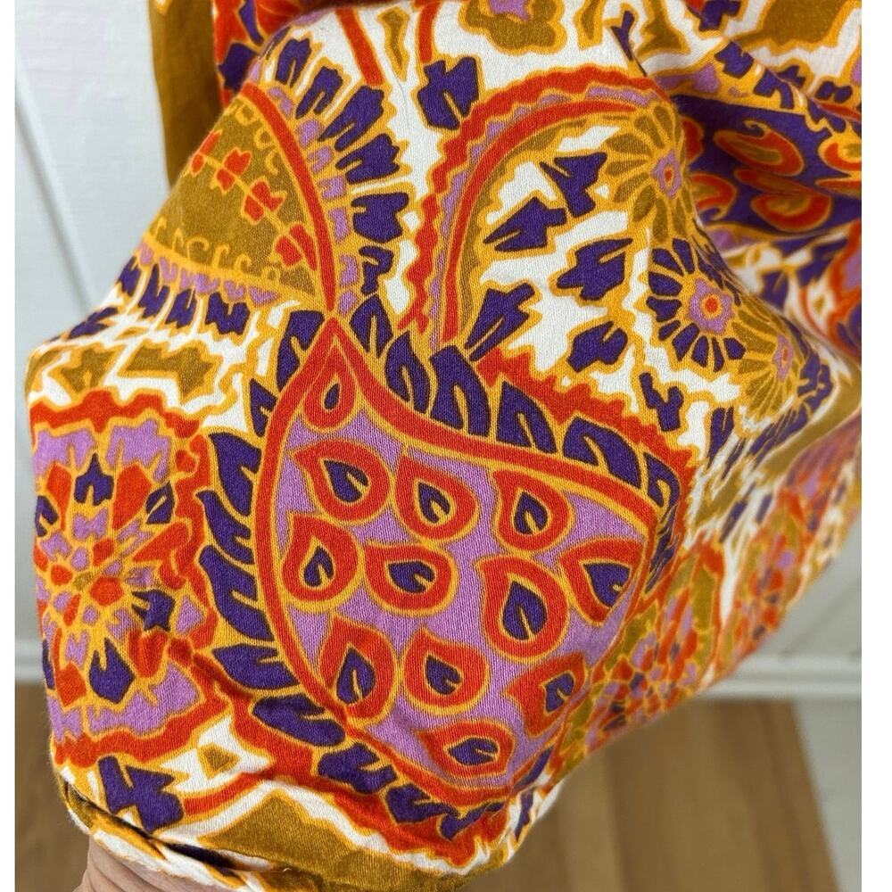 Rachel Zoe Paisley Print Rayon Cami Tank Top Mustard Purple Boho Women’s L - Picture 2 of 7
